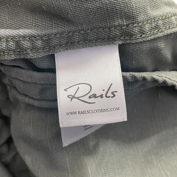 Rails Rowan Military Bomber Jacket Linen Tencel Green Women's Size Large Boho - Picture 11 of 12